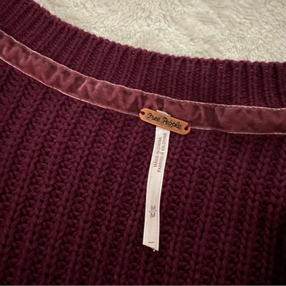 FREE PEOPLE Damsel Sweater Burgundy Bell Sleeve V-Neck - Picture 4 of 6